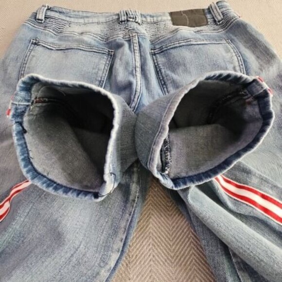 Rue21 Premium Jeans Men's 32x34 Skinny Supreme Flex Distressed Racing Stripe - Picture 11 of 16